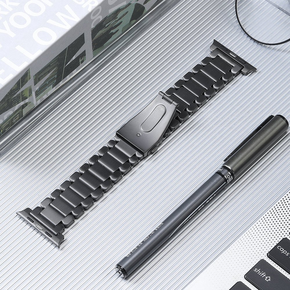 For Apple Watch Series 9 8 7 41mm 6 5 4 SE SE (2022) SE (2023) 40mm 3 2 1 38mm Replacement Watch Band 5 Beads Titanium Steel Strap For Apple Watch Series 9 8 7 41mm 6 5 4 SE SE (2022) SE (2023) 40mm 3 2 1 38mm Replacement Watch Band 5 Beads Titanium Steel Strap